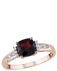 Pink 1 13 Ct Tw Garnet And 005 Ct Tw Diamond Shared Prong Ring In 10k Pink Gold