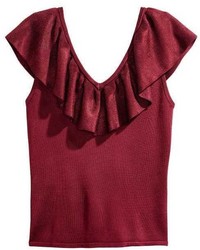 H&M Fine Knit Top With Ruffle