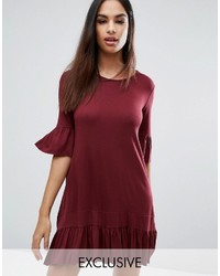 Missguided Frill Hem And Sleeve Swing Dress