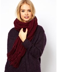 Asos Cable Tassel Scarf Red