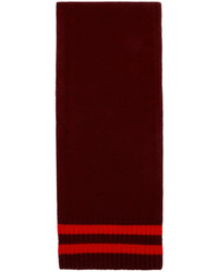 Maison Margiela Burgundy Red Wool Stripes Scarf