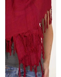 LoveQuotes Scarves Love Quotes Linen Knotted Fringe Scarf In Beaujolais