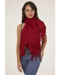 LoveQuotes Scarves Love Quotes Linen Knotted Fringe Scarf In Beaujolais