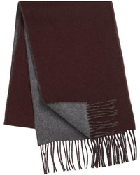 T.M.Lewin Burgundy Grey Double Faced Scarf