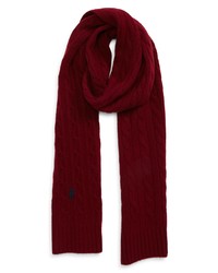 ZZDNU POLO Zzndu Polo Cable Merino Wool Blend Scarf In Classic Wine At Nordstrom