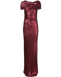 Burgundy Sequin Evening Dress