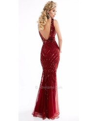 Lush By Jasz Couture Plunging V Back Sequin Evening Dress