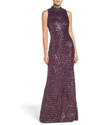 Vince Camuto Sequin Mock Neck Gown