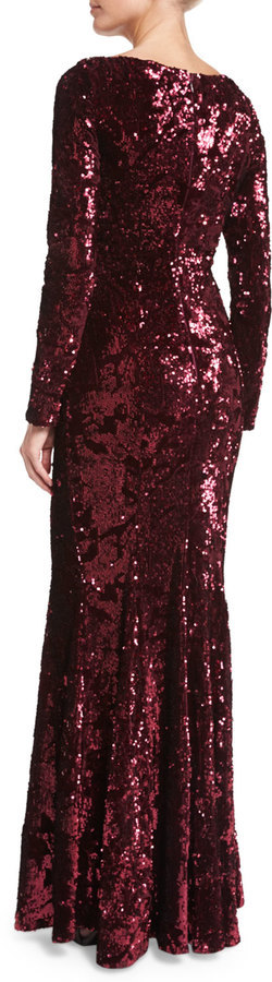 burgundy sequin dress long sleeve