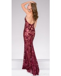 Jovani Sequined Lace Plunging V Neck Prom Dress