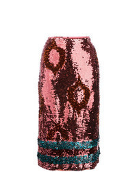 Burgundy Sequin Midi Skirt