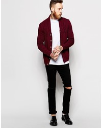 Asos Brand Cable Cardigan With Shawl Neck