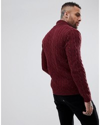 Asos Cable Knit Cardigan With Shawl Collar