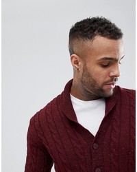 Asos Cable Knit Cardigan With Shawl Collar