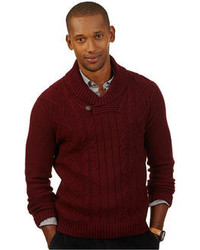 Nautica Mens High Twist Shawl-Collar Sweater 
