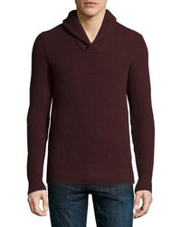 Michael Kors Michl Kors Shawl Collar Cashmere Blend Sweater Burgundy