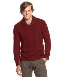 Tasso Elba Sweater Shawl Collar Chunky Cable Sweater