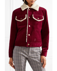 Marc Jacobs Faux Shearling Lined Corduroy Jacket Burgundy