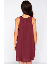Drawing Parallels Burgundy Shift Dress