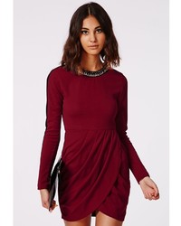 Missguided Max Necklace Trim Wrap Dress Burgundy