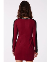 Missguided Max Necklace Trim Wrap Dress Burgundy