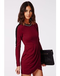 Missguided Max Necklace Trim Wrap Dress Burgundy