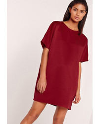 Missguided Satin Shift Dress Red