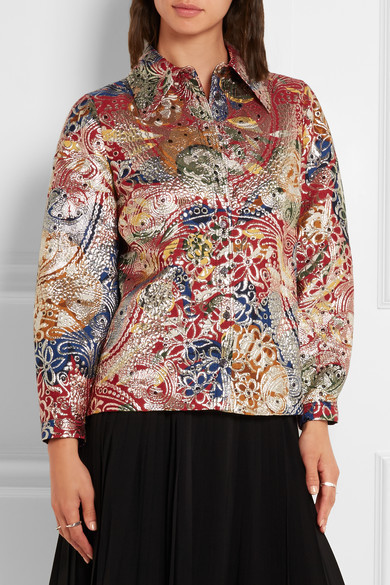 Burberry Metallic Jacquard Shirt Red, $1,995  | Lookastic