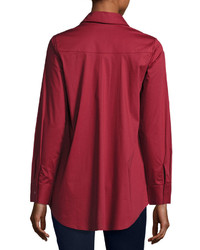 Neiman Marcus Swing Back Button Down Blouse Burgundy