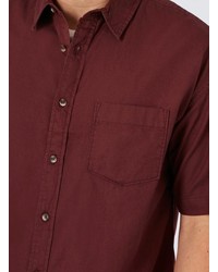 Topman Burgundy Oxford Short Sleeve Shirt