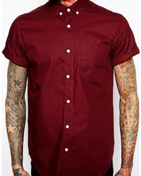 Asos Shirt In Short Sleeve With Polka Dot Print