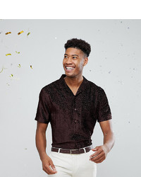 ASOS DESIGN Tall Oversized Burnout Shirt With Revere Collar