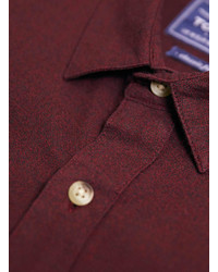 Topman Burgundy Twist Marl Short Sleeve Shirt