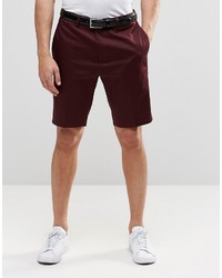 Asos Brand Tailored Mid Length Skinny Shorts In Burgundy