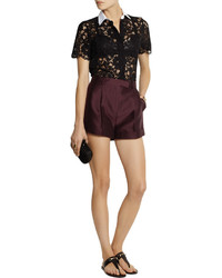 Valentino Pleated Cotton And Silk Blend Shorts