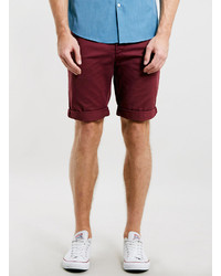 Topman Burgundy Longer Length Chino Shorts