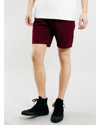 Topman Ltd Burgundy Canvas Shorts