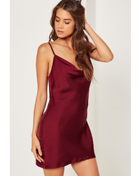 Missguided Silky Cowl Front Cami Dress Plum