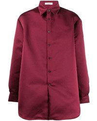 Burgundy Silk Long Sleeve Shirt