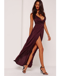 Missguided Silky Strappy Maxi Dress Purple