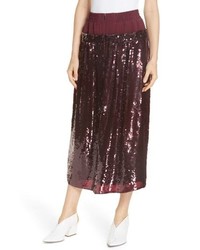 Tibi Sequin Layer Silk Midi Skirt