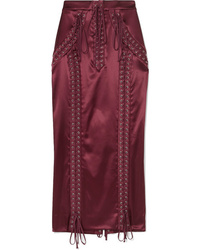 Dolce & Gabbana Lace Up Stretch Satin Midi Skirt