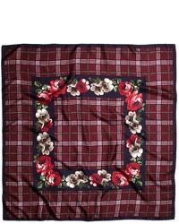 Brooks Brothers Tartan With Floral Silk Square