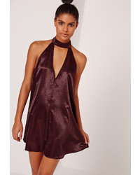 Burgundy Silk Swing Dress