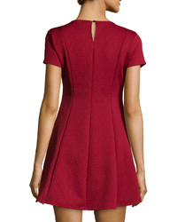 Neiman Marcus Fit And Flare Quilted Dress Burgundy