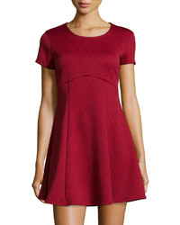 Neiman Marcus Fit And Flare Quilted Dress Burgundy