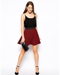 AX Paris Skater Skirt In Ripple Fabric Red