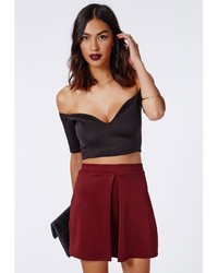 Missguided Rene Front Pleat A Line Skirt Burgundy