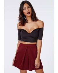 Missguided Rene Front Pleat A Line Skirt Burgundy