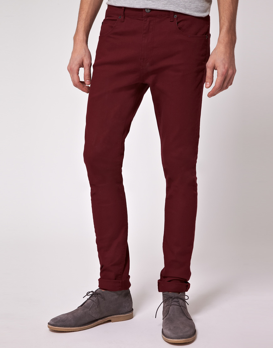 dark red skinny jeans mens